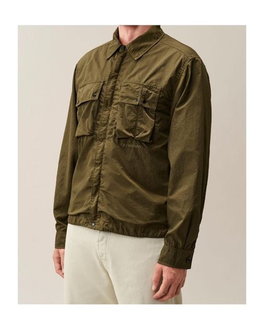 C P Company Green Flap-Pocket Shirt Jacket for men
