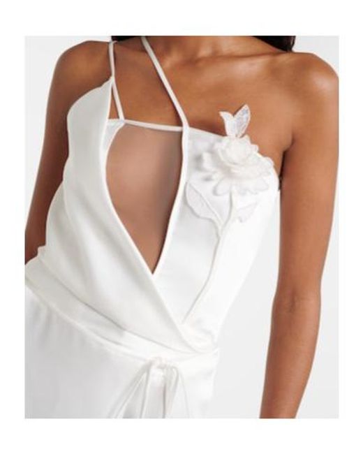 David Koma White Floral-Appliqué Gown