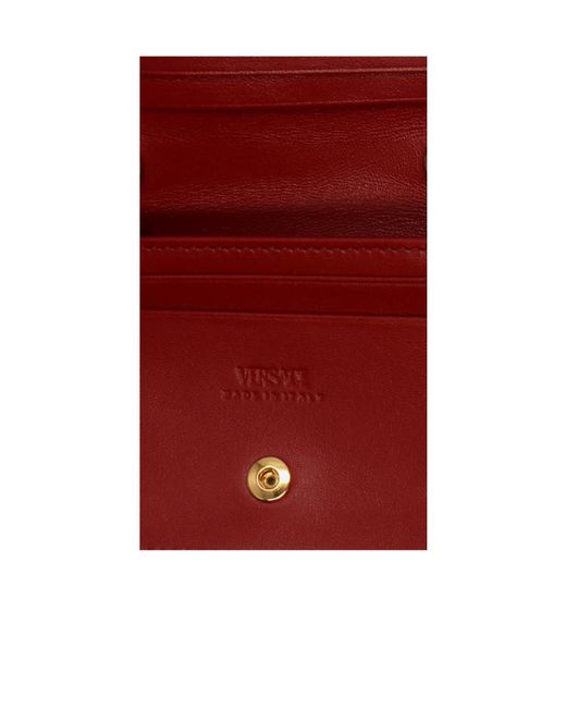 Versace Red Greca-Plaque Detail Wallet