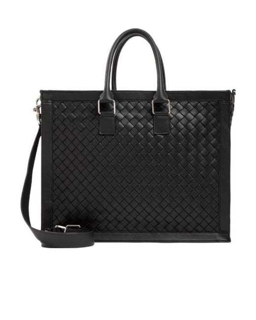 Bottega Veneta Black Intrecciato Briefcase for men