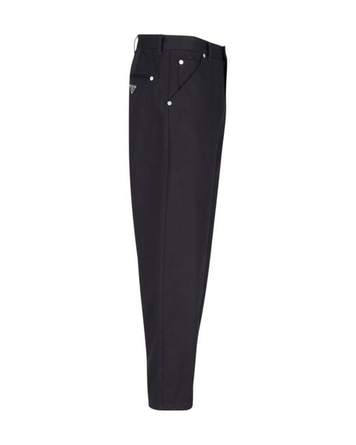 Prada Blue Triangle-Logo Tapered-Leg Jeans for men