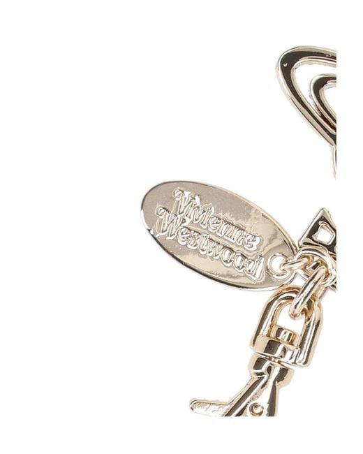 Vivienne Westwood Logo Plaque Keychain in White | Lyst UK