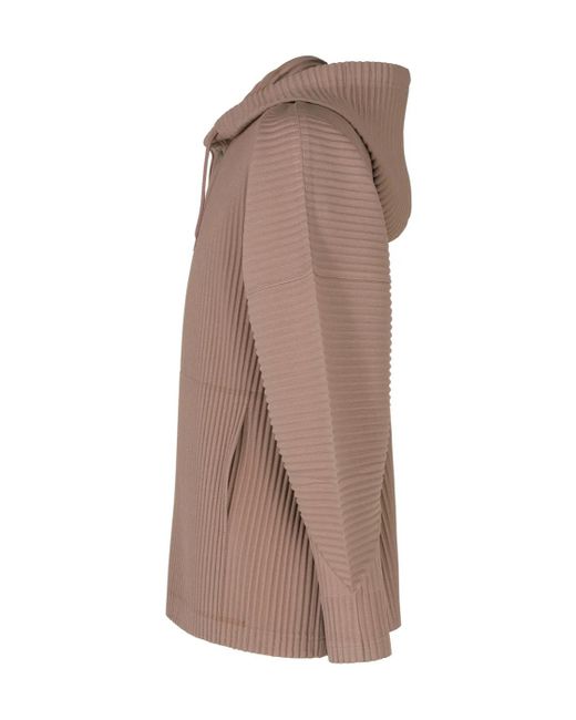 Homme Plissé Issey Miyake Brown Homme Plissé Issey Miyake Pleated Drawstring Hoodie for men