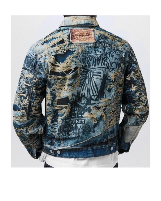 Acne Blue Printed Denim Jacket for men