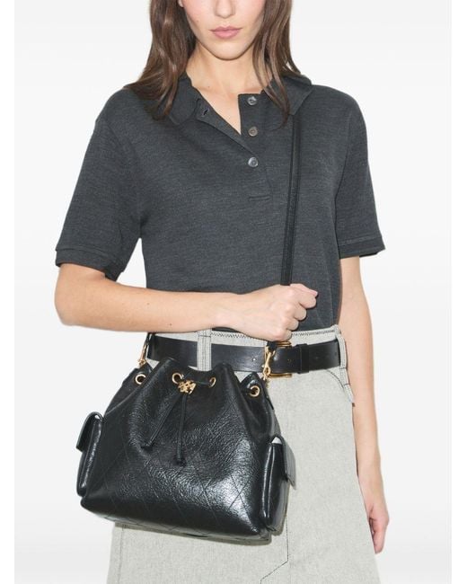 Tory Burch Black Charlie Drawstring Shoulder Bag