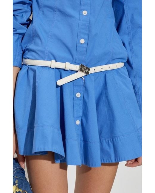 Ganni White Buckle Belt
