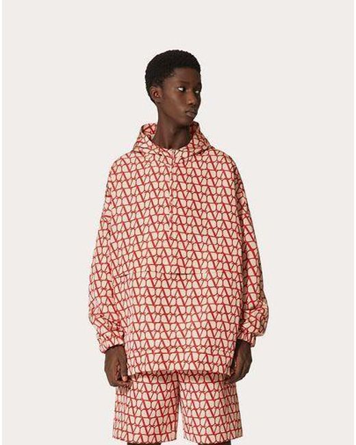 Valentino Red Toile Iconographe Long-Sleeved Hooded Jacket for men