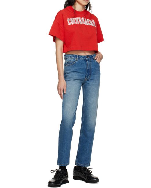 AMI Blue Logo Patch Straight-Leg Jeans
