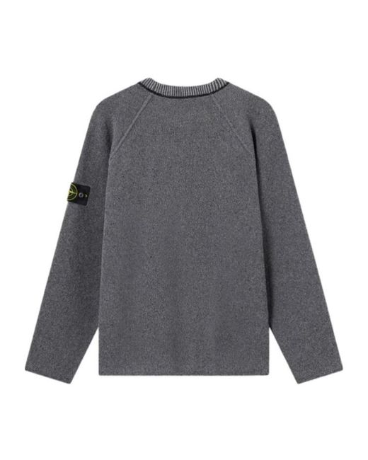 Stone Island Gray Logo Patch Crewneck Jumper for men