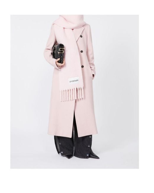 Sportmax Pink Logo-Patch Fringed Scarf