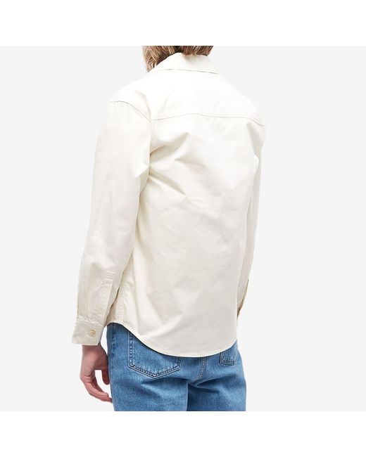 Maison Kitsuné White Profile Fox Cotton Gabardine Shirt for men
