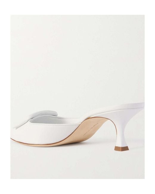 Manolo Blahnik White Pointed Toe Mules