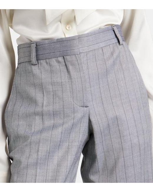 Stella McCartney Gray Striped Wool Wide-Leg Pants