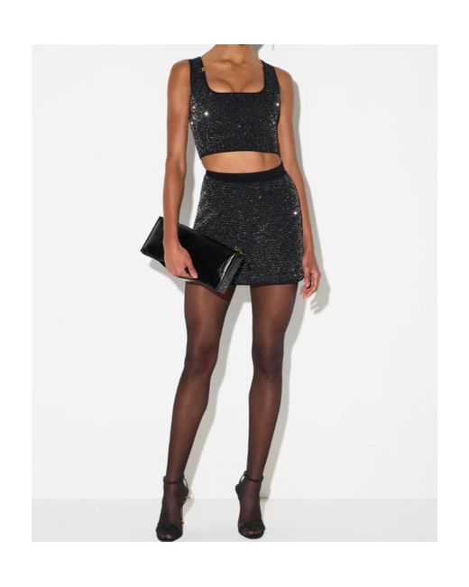 Elisabetta Franchi Black Knit Sequin Skirt