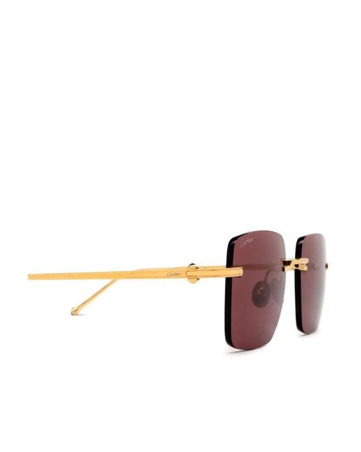 Cartier Pink Square Rimless Sunglasses for men