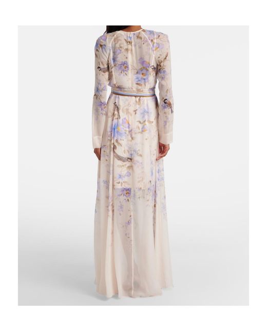 Zimmermann White Luna Belted Floral Maxi Dress