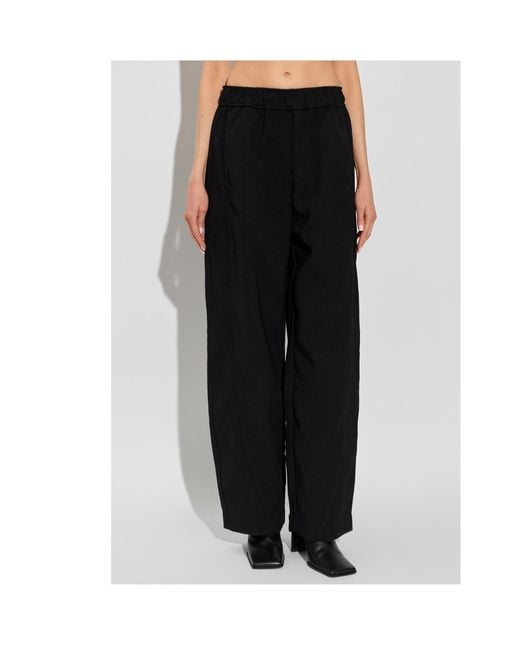 Ganni Black Elasticated-Waist Trousers