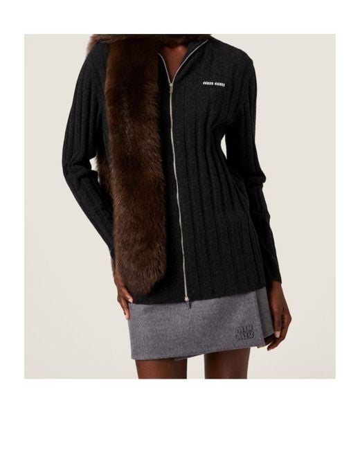 Miu Miu Black Wool And Cashmere Cardigan