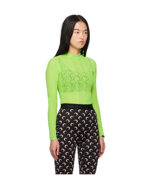 MARINE SERRE Green Translucent Long-Sleeved T-Shirt