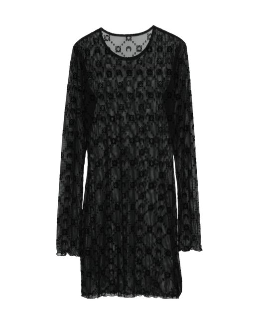 MARINE SERRE Black Moon Embellished Long-Sleeved Dress