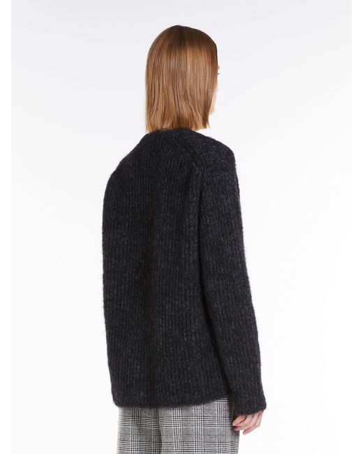 Max Mara Black Rib Knitted Wool Sweater