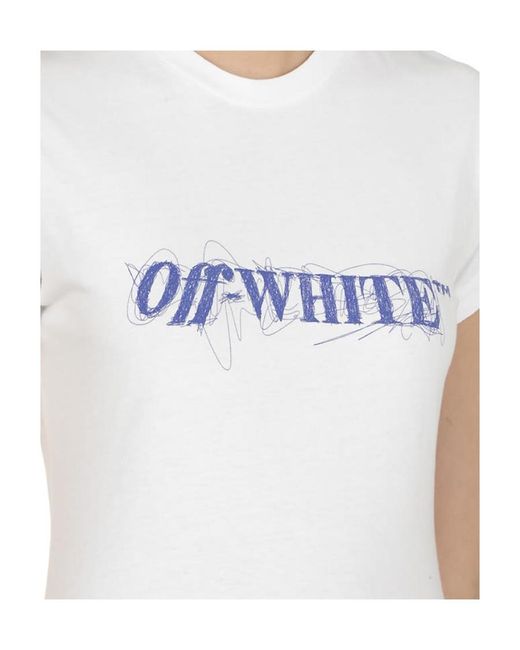 Off-White c/o Virgil Abloh White Crewneck Logo Detailed T-Shirt