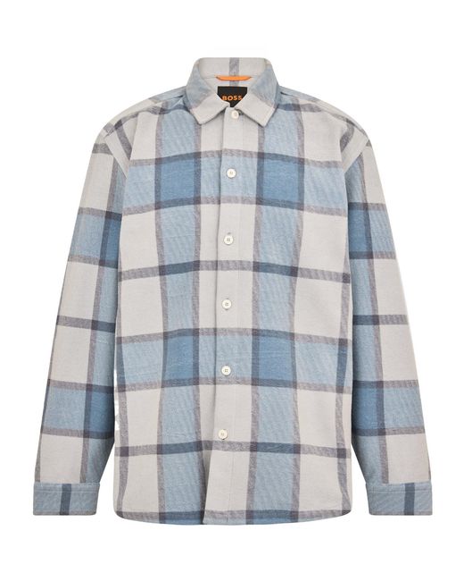 Boss Blue Color-Blocked Plaid Jacket for men