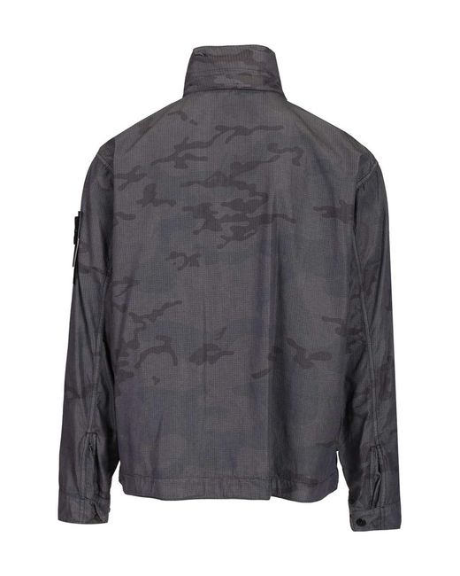 Stone Island Gray Faded Camo Ripstop Jacket for men