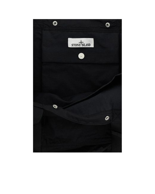 Stone Island Black Logo Patch Shopping Bag for men