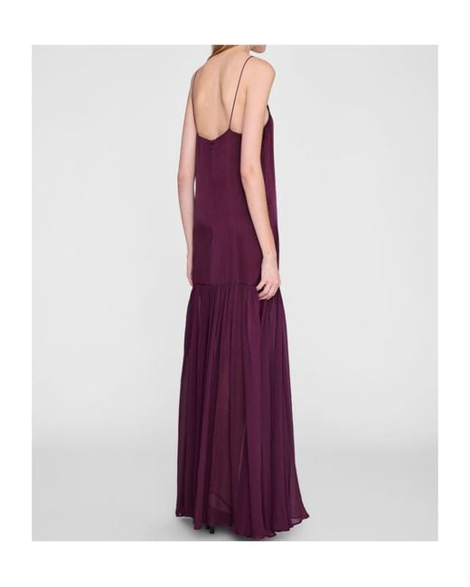 Anine Bing Purple Clementine Pleated-Skirt Maxi Dress
