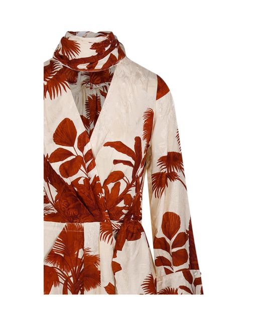 Johanna Ortiz White Tropical Print Wrap Dress