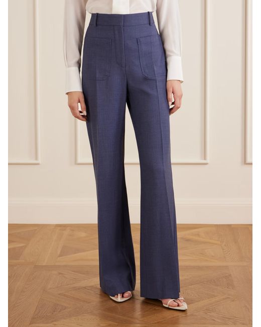 Victoria Beckham Blue Woven Wide-Leg Pants