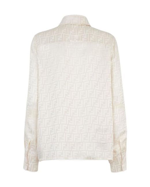 Fendi White Ff Crepe Satin Shirt