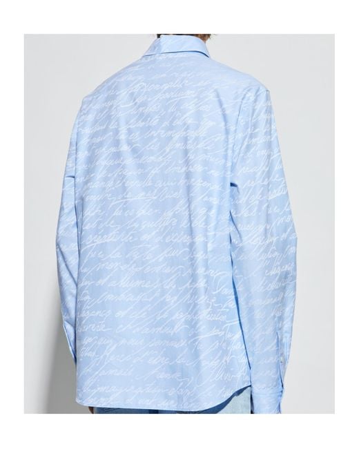 Balmain Blue Logo Printed Buttoned Shirt for men