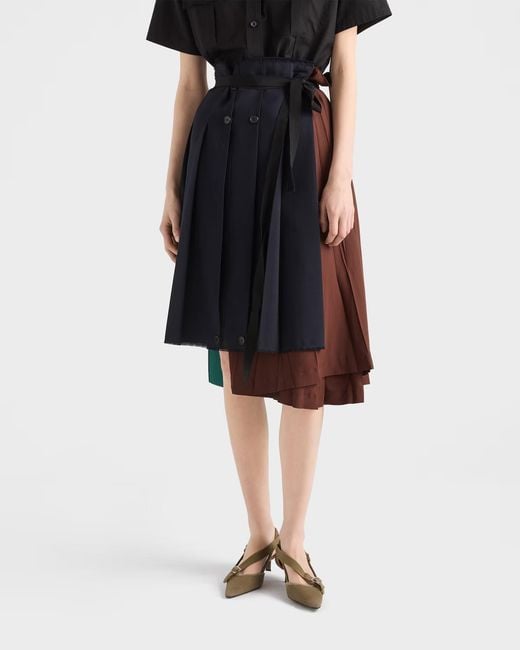 Prada Black Patchwork Midi Skirt
