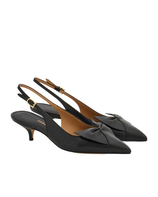 Ferragamo Brown Soft Bow Slingback Pump
