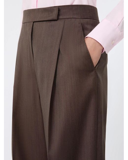 Max Mara Brown Wool And Silk Blend Trousers