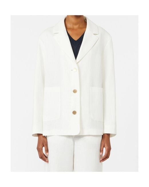 Max Mara White Carlotta Linen Jacket
