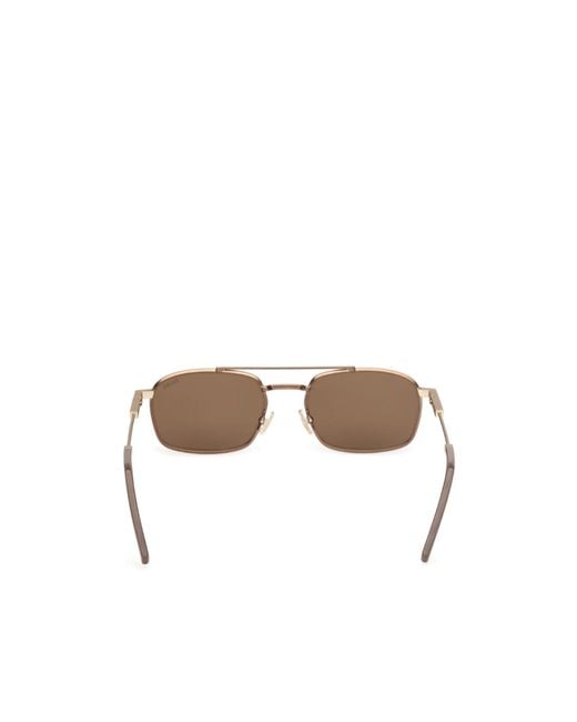 Zegna Brown Double-Bridge Rectangle-Frame Sunglasses for men