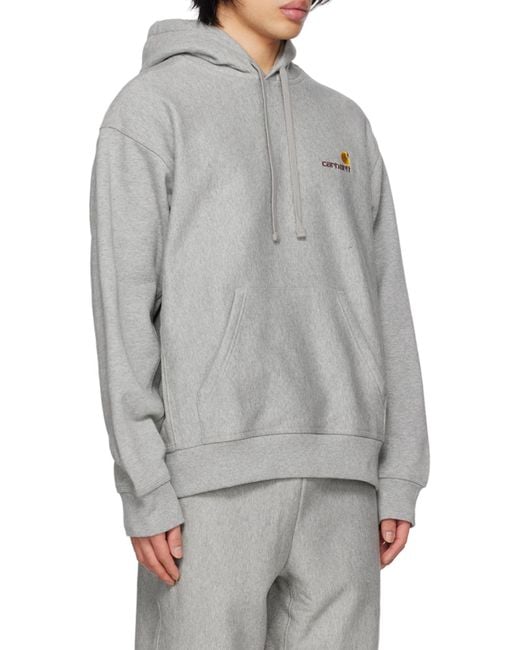 Carhartt Gray Wip American Script Logo Hoodie for men