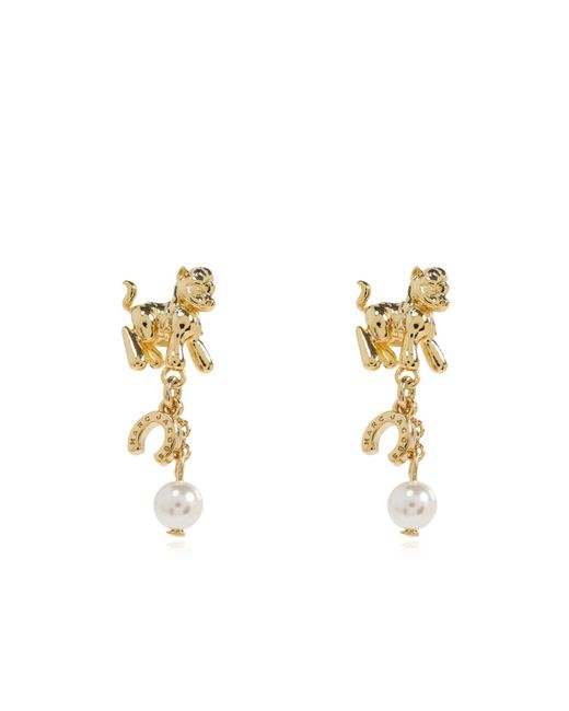 Marc Jacobs Metallic Logo Pendant Earrings