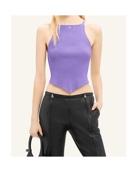 Courreges Purple Pointy Ribbed Tank Top