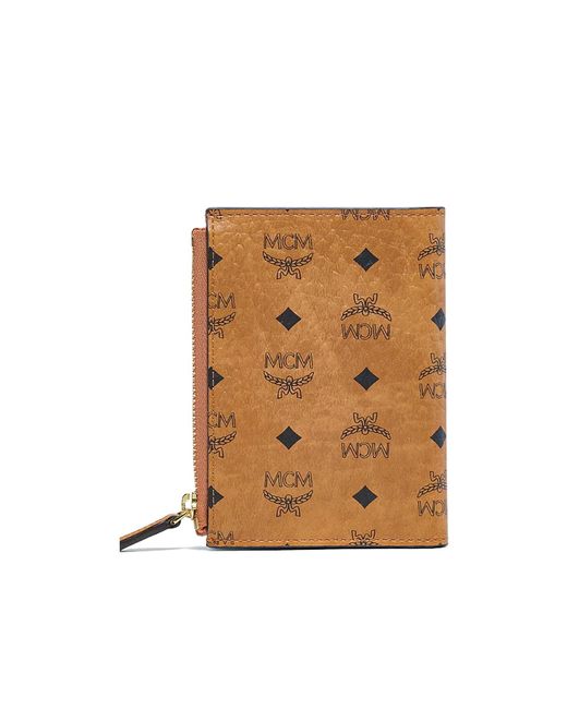 MCM Brown Monogram Printed Zipped Wallet