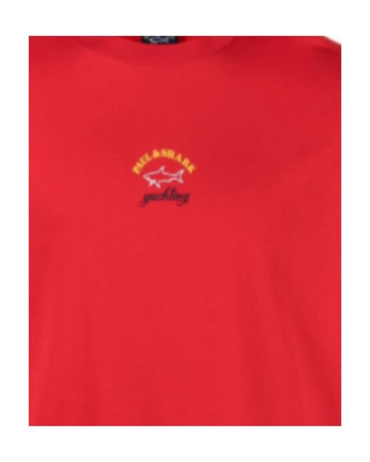 Paul & Shark Red Front Logo Print T-Shirt for men