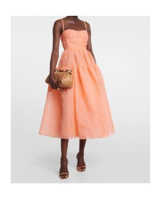Erdem Orange Abelia Organza Cloque Midi Dress
