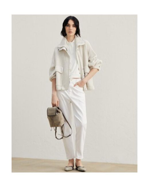 Brunello Cucinelli White High-Waist Cropped Jeans