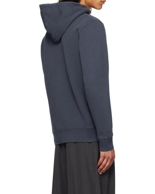 Maison Kitsuné Blue Maison Kitsun Bold Fox Head Patch Drawstring Hoodie for men
