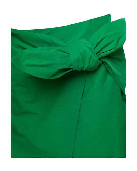 RED Valentino Green Red Bow Detailed Wrap Shorts