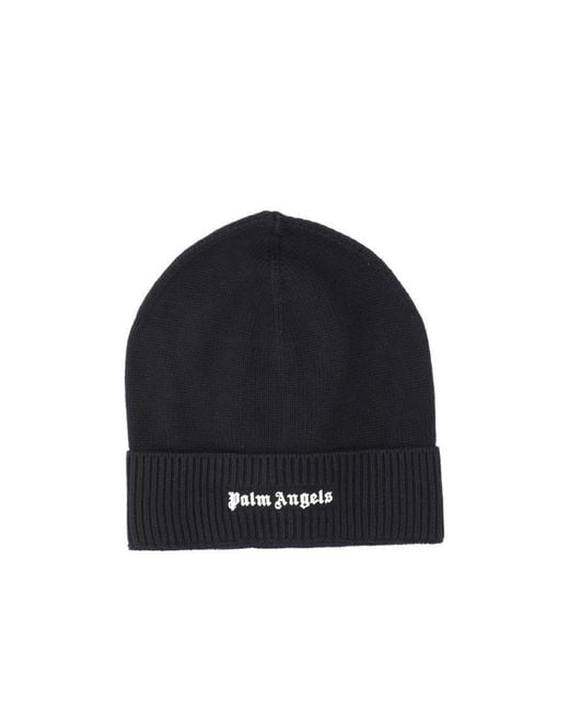 Palm Angels Blue Logo Detailed Beanie for men