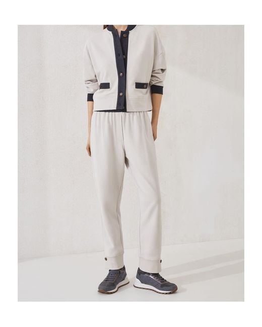 Brunello Cucinelli White Button-Fastening Panelled Sweatshirt